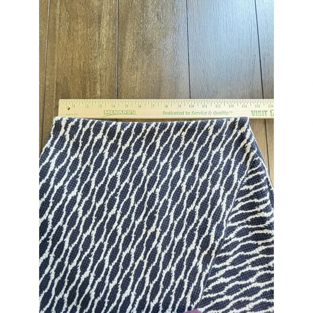 Ann Taylor LOFT Jacquard Ikat Navy Blue White Faux Wrap Skirt Womens Small